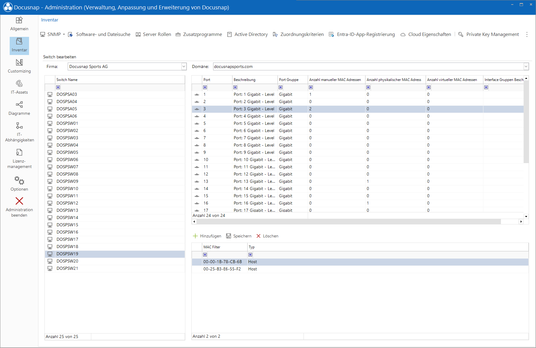 Docusnap Administration Switch bearbeiten Docusnap Administration Switch bearbeiten