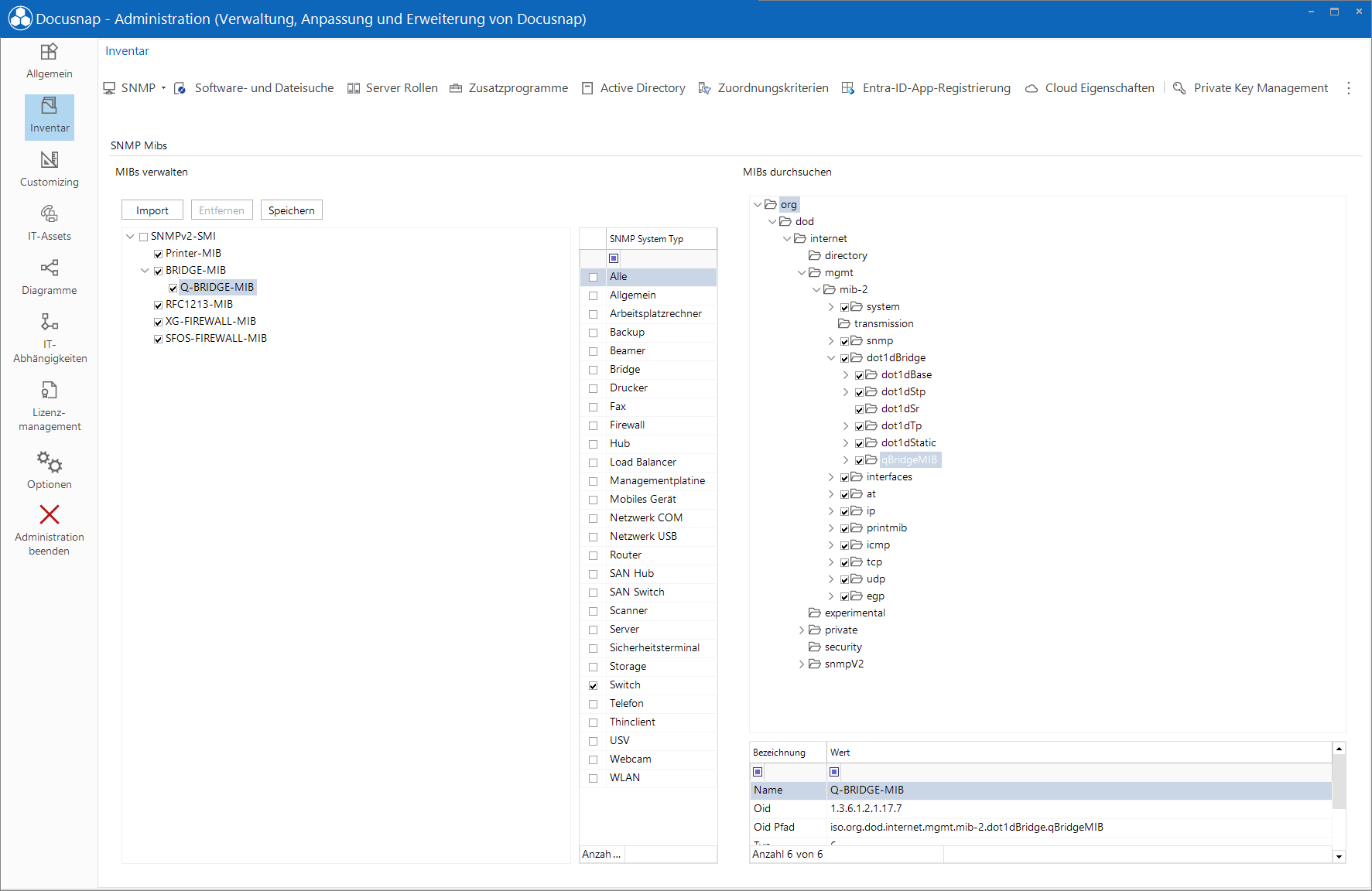 Docusnap Administration Inventar SNMP MIBs Docusnap Administration Inventar SNMP MIBs
