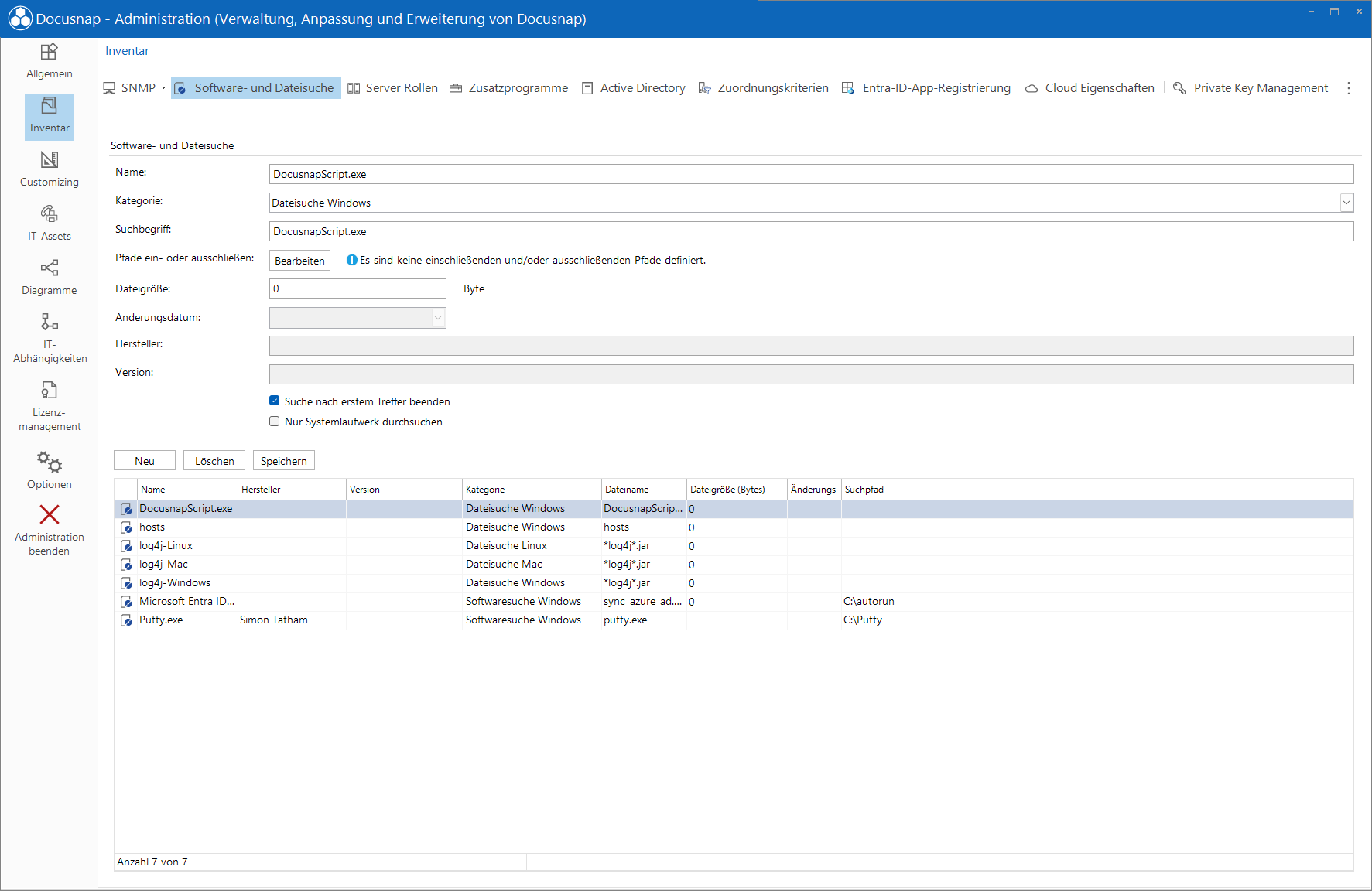 Docusnap Administration Inventar Softwaresuche Docusnap Administration Inventar Softwaresuche