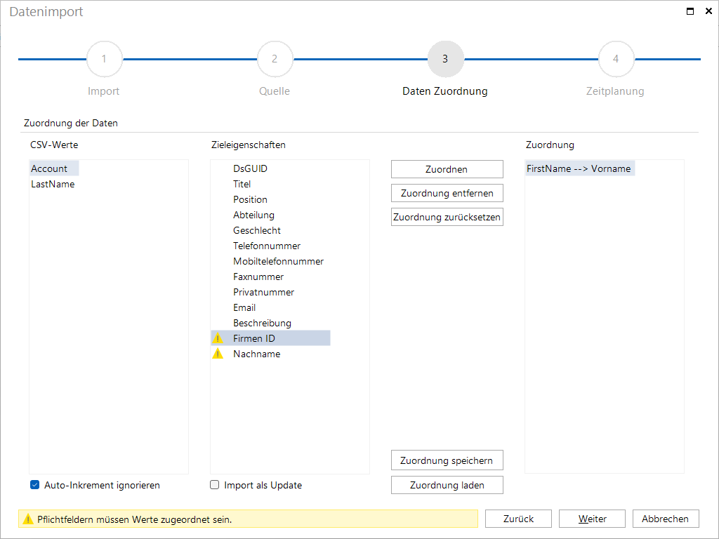Docusnap Datenimport Daten Zuordnung Tabelle