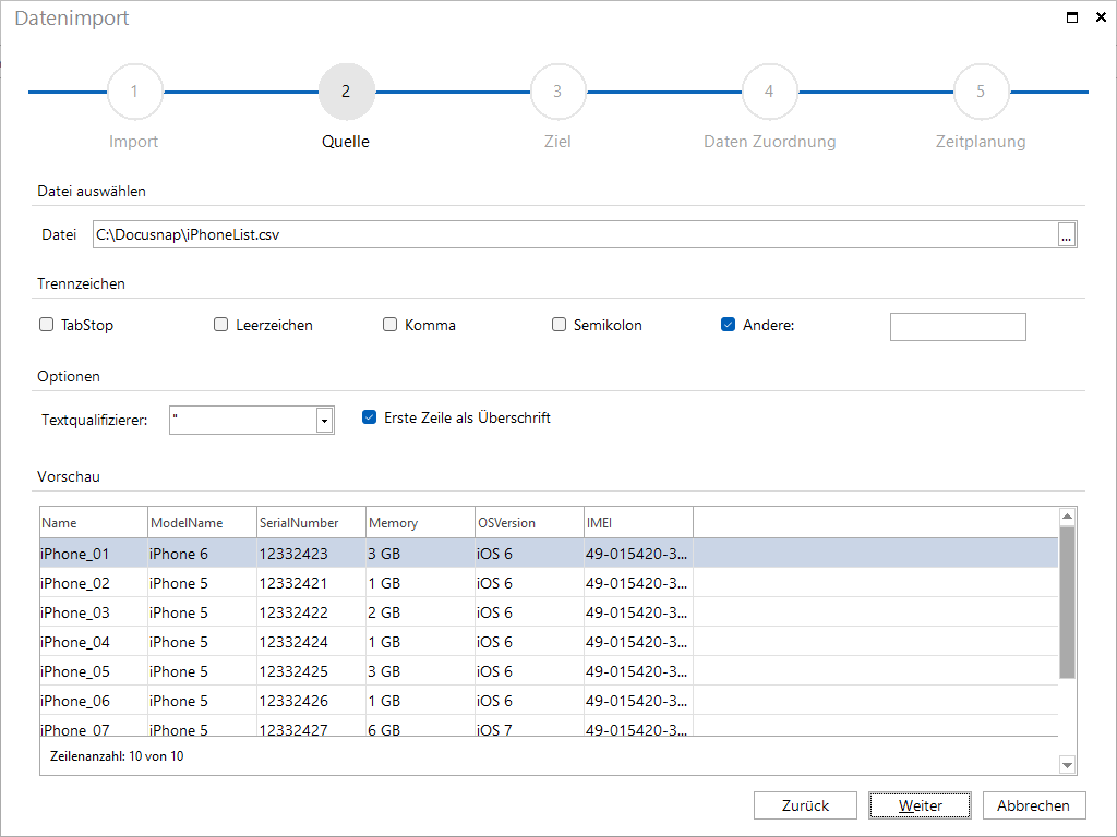 Docusnap Datenimport Quelle