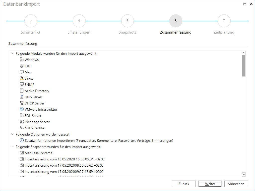 Docusnap Datenbankimport Zusammenfassung