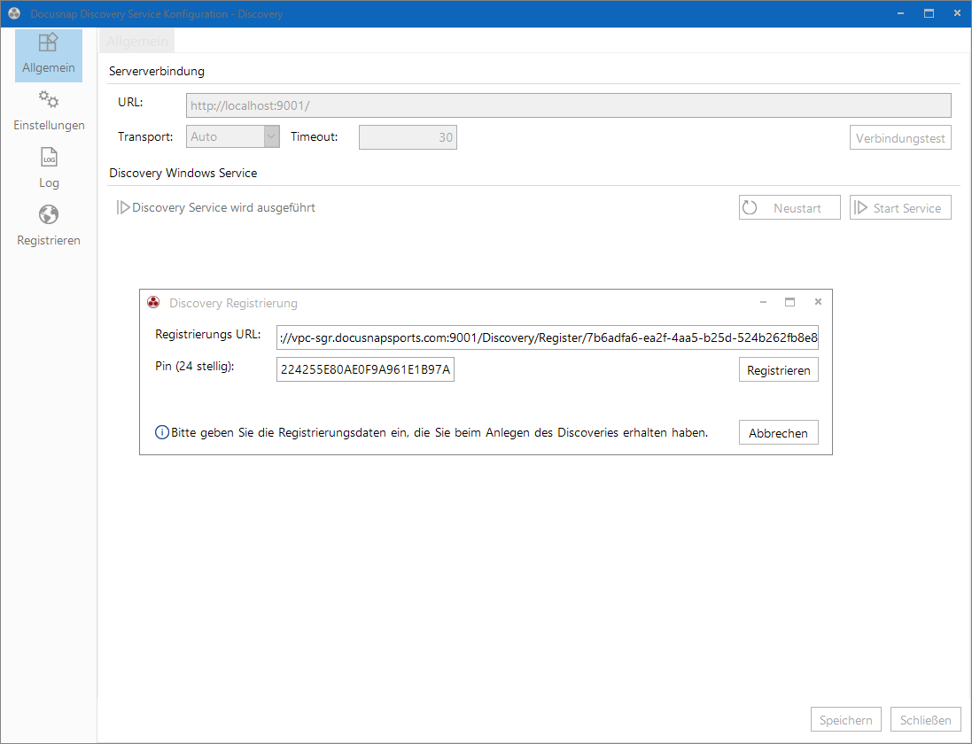 Docusnap Discovery Service - Registrierung