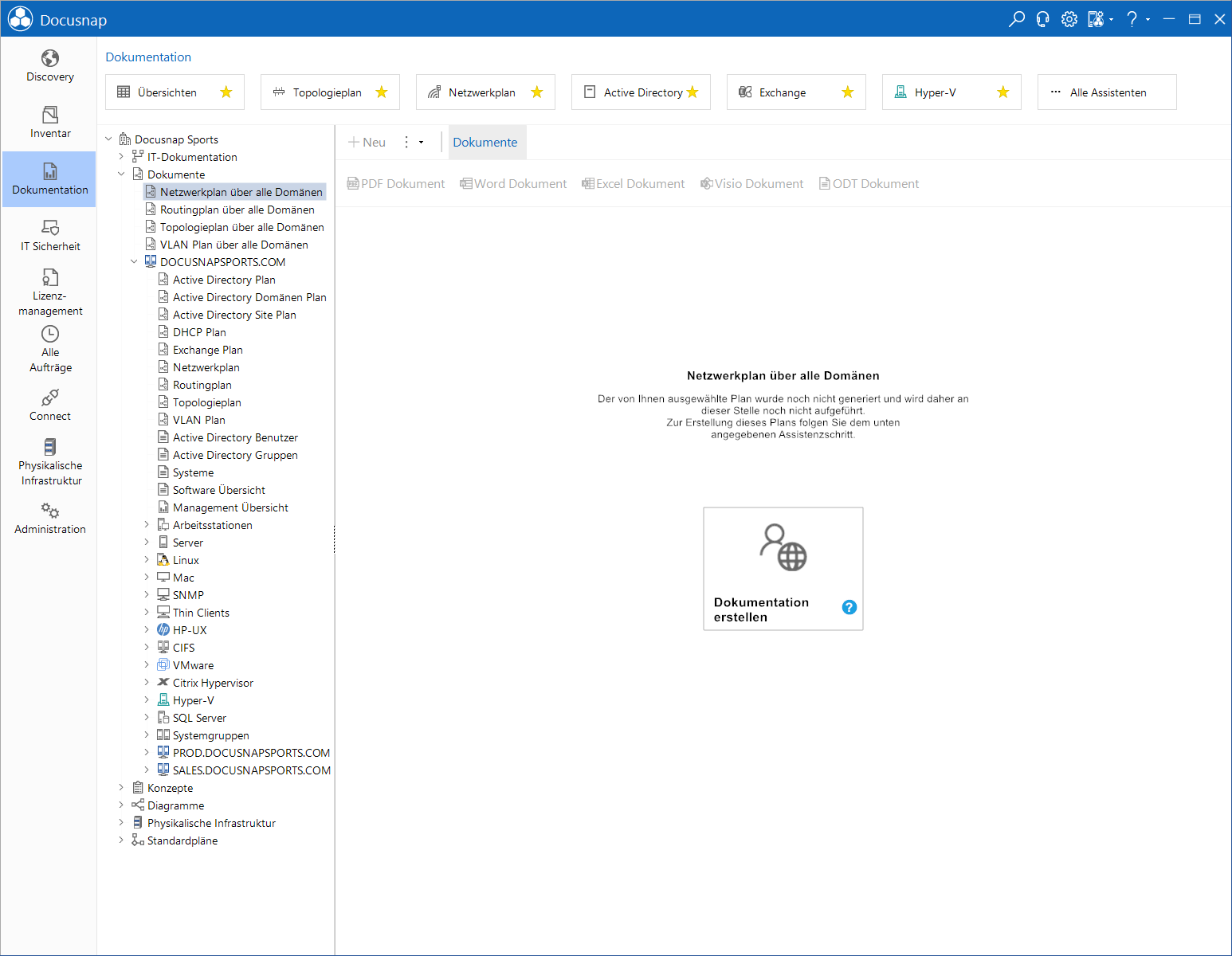 Docusnap IT Dokumentation Nezwerkplan Dashboard