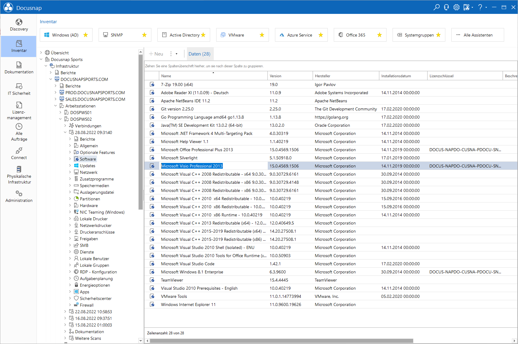 Docusnap Software-Daten