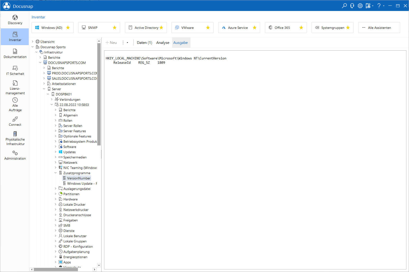 Docusnap Datenexplorer Ausgabe Zusatzprogramme