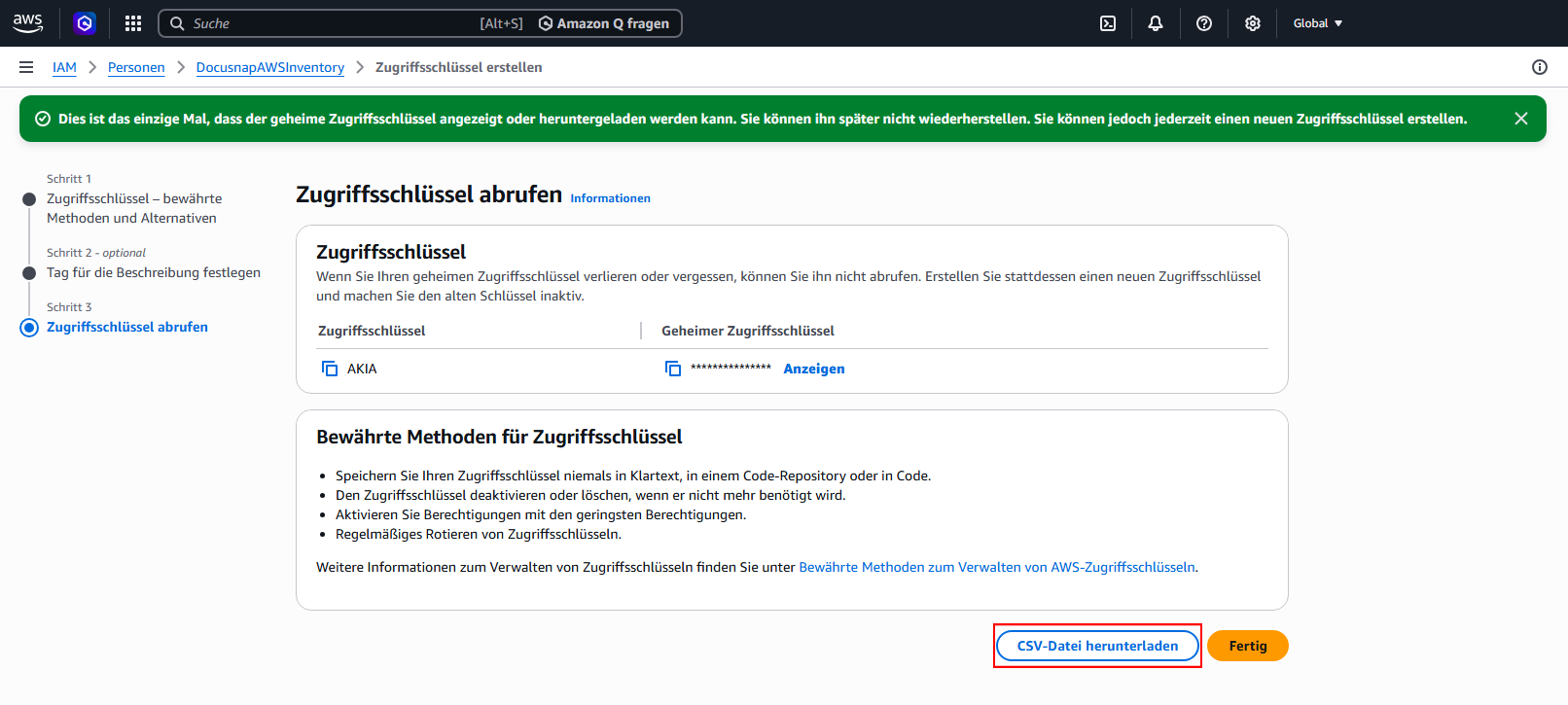 Docusnap AWS Vorbereitung Person CSV Docusnap AWS Vorbereitung Person CSV