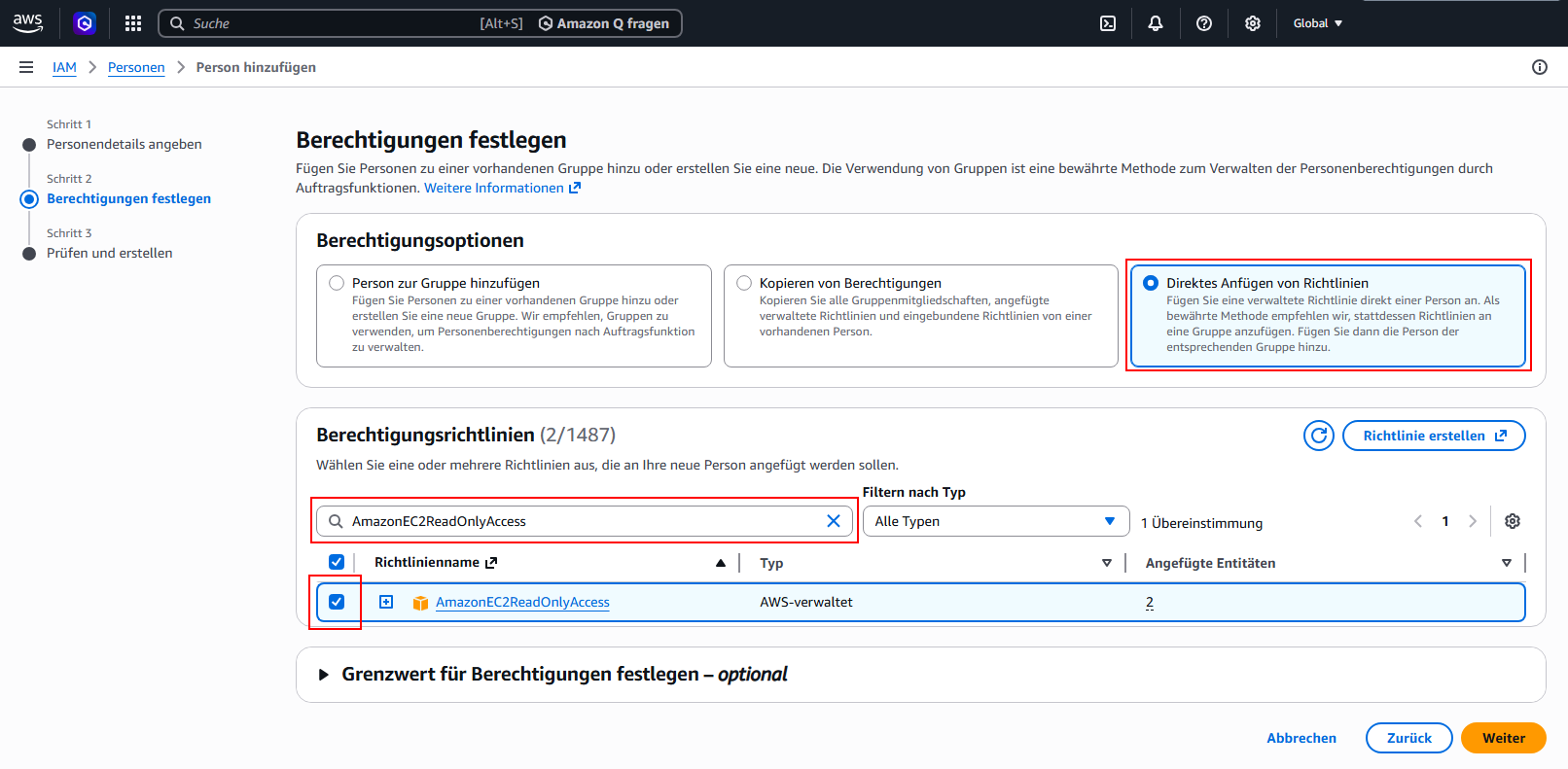 Docusnap AWS Umgebung Berechtigungen festlegen Docusnap AWS Umgebung Berechtigungen festlegen