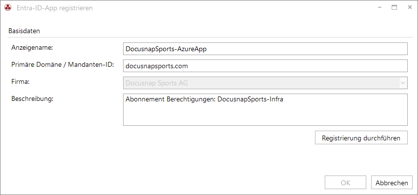 Docusnap Azure App erstellen
