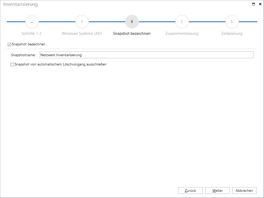 Docusnap Inventarisierung Snapshot bezeichnen