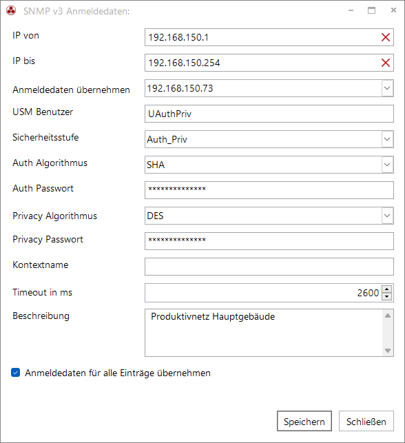 Docusnap Inventarisierung SNMP V3 IP-Bereich Informationen Docusnap Inventarisierung SNMP V3 IP-Bereich Informationen