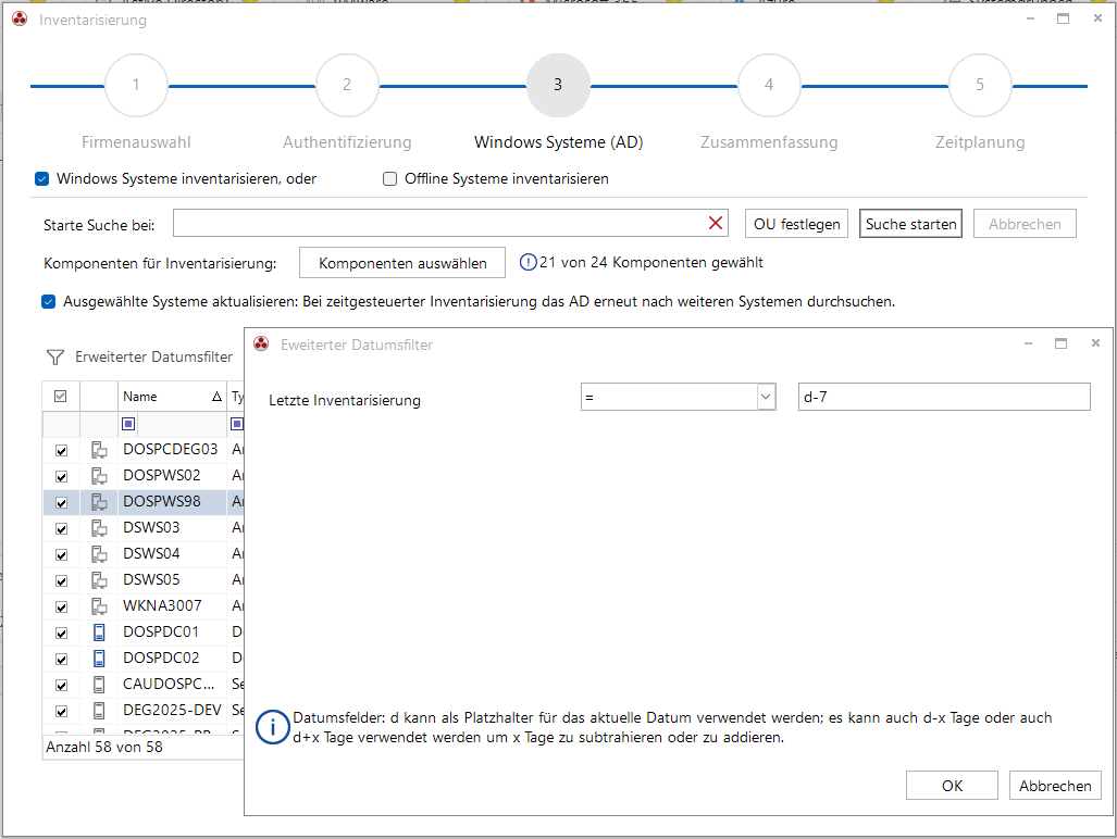 Docusnap Inventarisierung Windows Datumsfilter Docusnap Inventarisierung Windows Datumsfilter