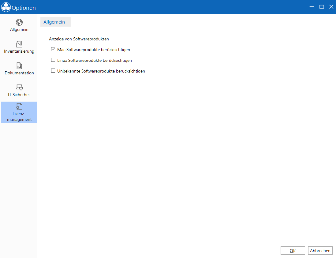 Docusnap Optionen Lizenzmanagement