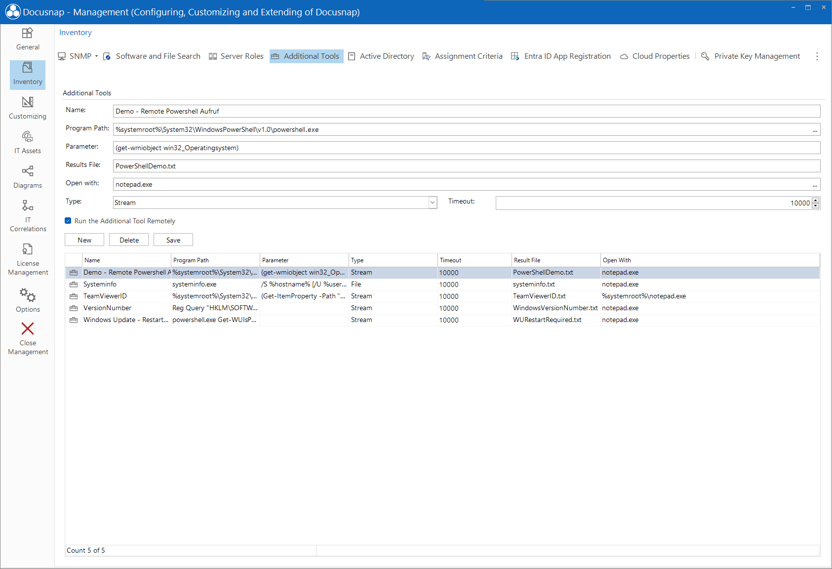 Docusnap Management Inventory Additional Tools Remote