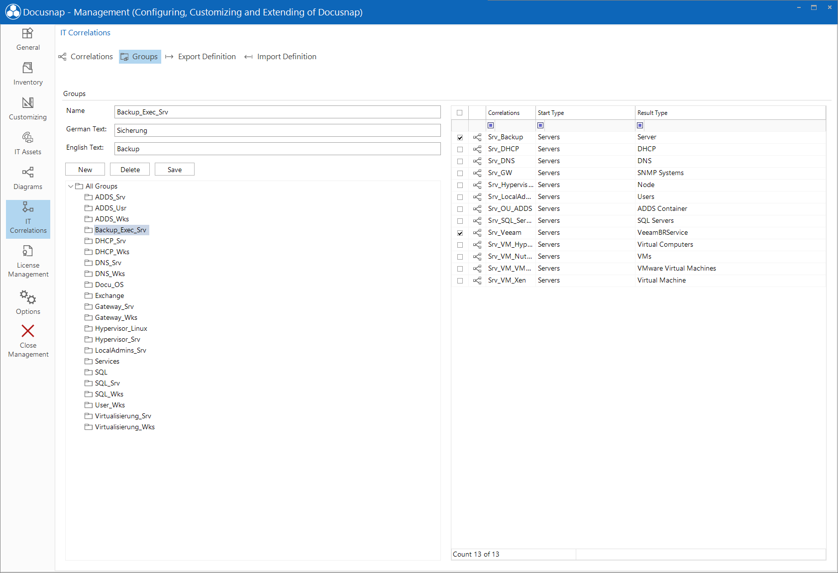 Docusnap Management Correlations Groups Docusnap Management Correlations Groups