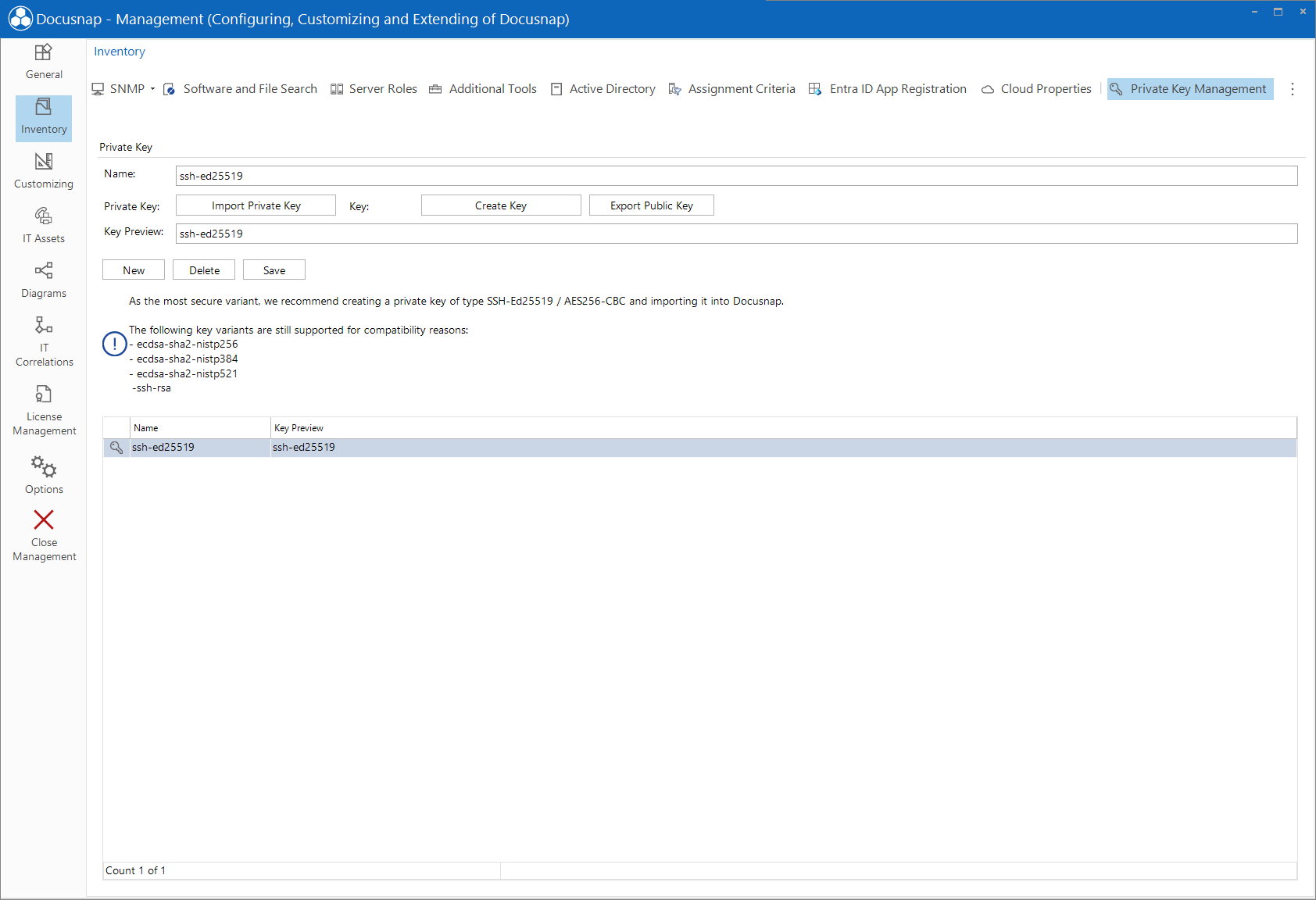 Docusnap Management Create Private Key Docusnap Management Create Private Key