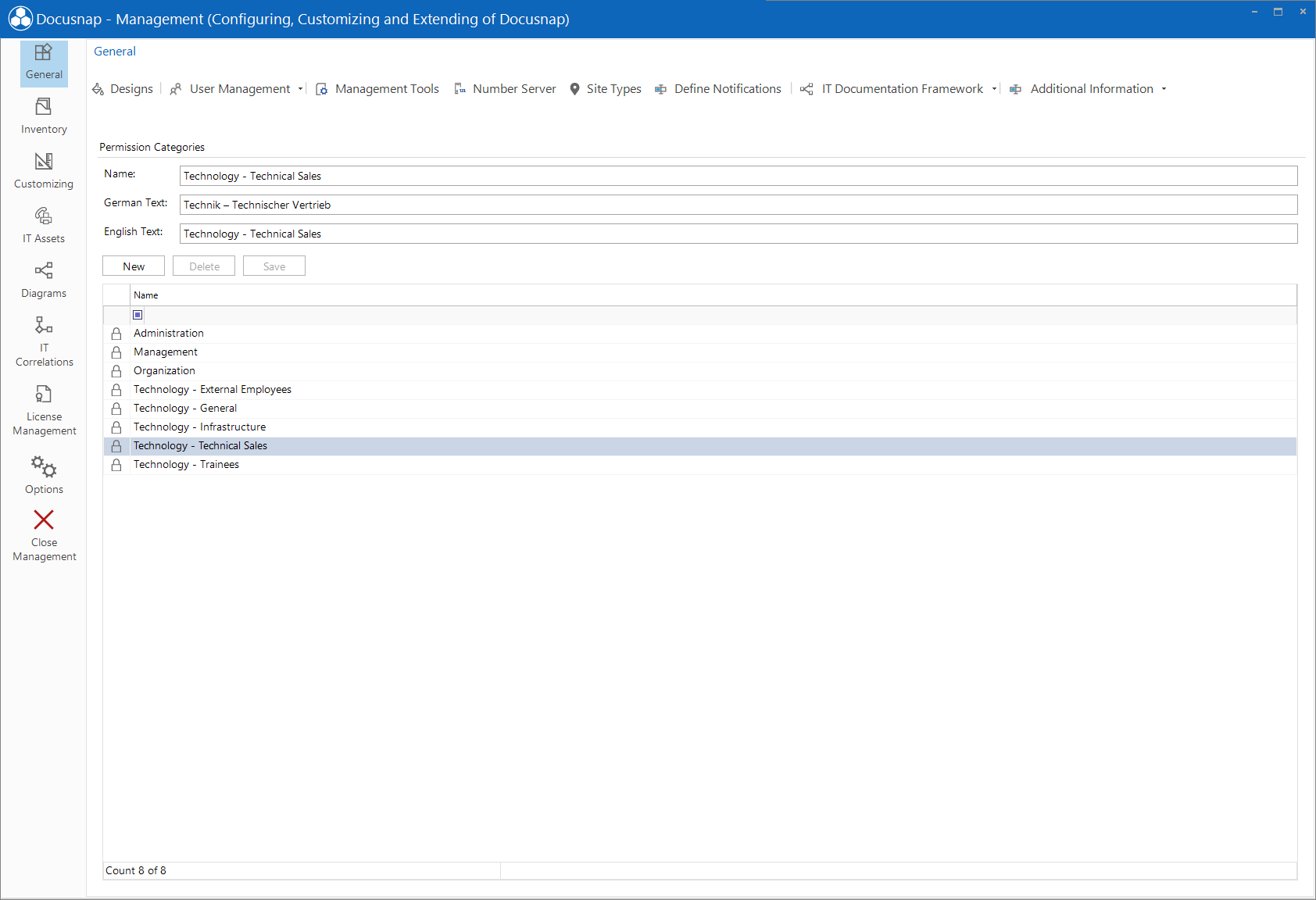 Docusnap Management General Permission Categories Docusnap Management General Permission Categories