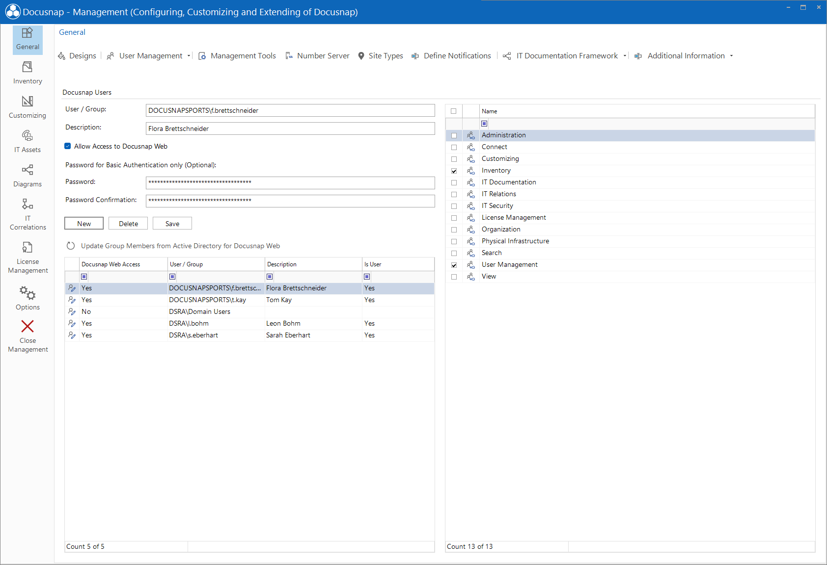Docusnap Management General Docusnap Users