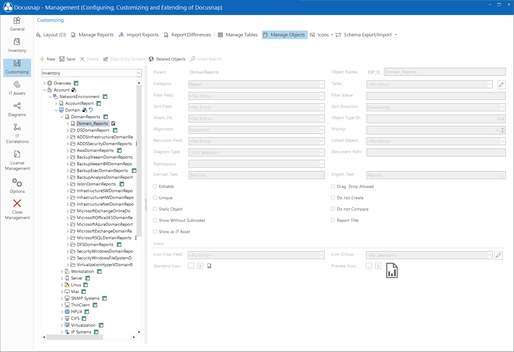 Docusnap tools manage metaobjects report Docusnap tools manage metaobjects report