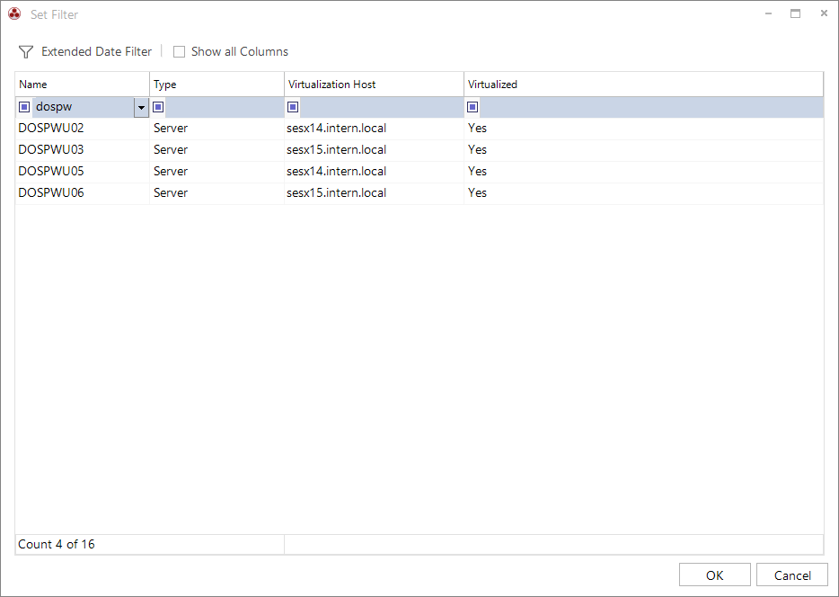 Docusnap IT Concepts Data Element Set Filter