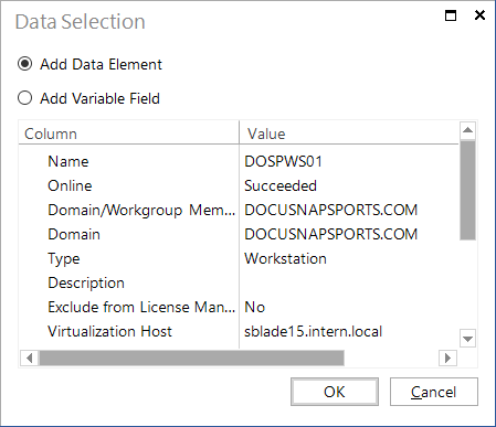 Docusnap IT Concepts Data Selection