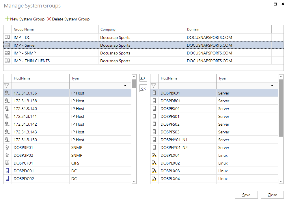 Docusnap Advanced Settings Manage System Groups