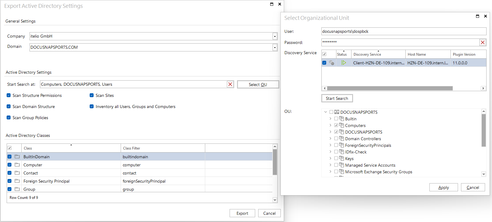 Docusnap Discovery Module ADDS Export Docusnap Discovery Module ADDS Export