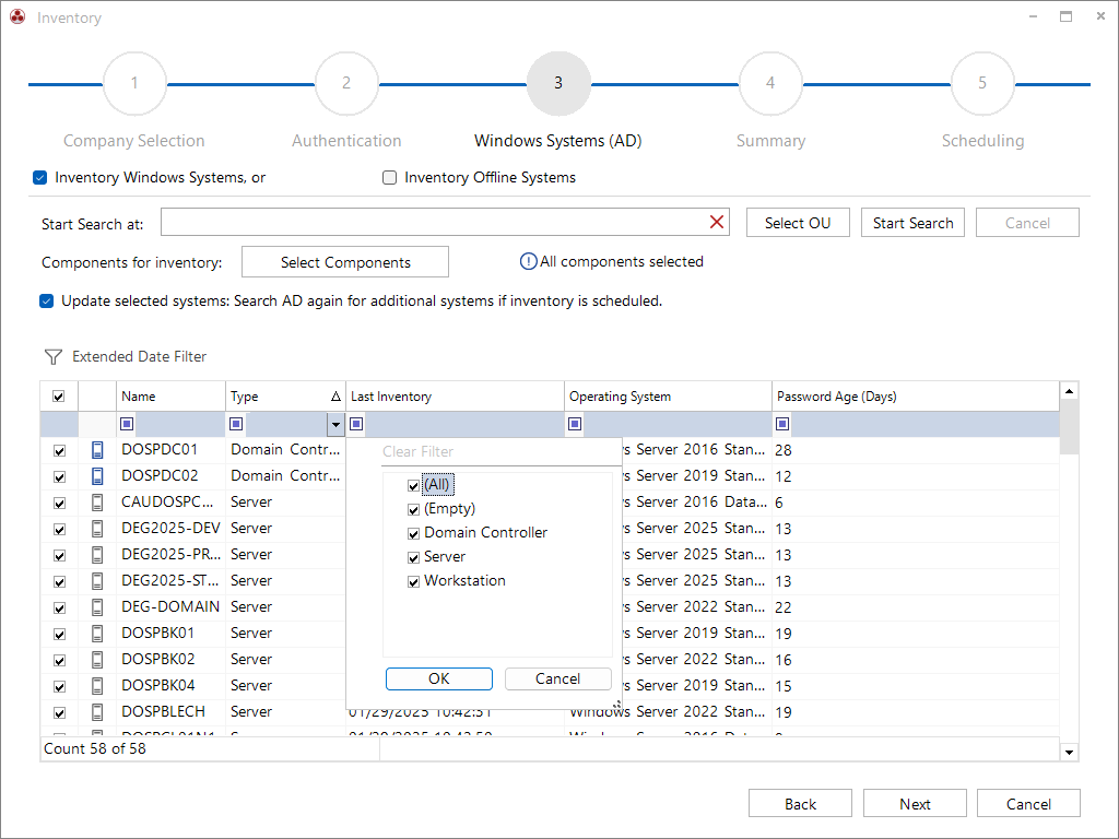 Docusnap Inventory Windows Systems Filter Docusnap Inventory Windows Systems Filter