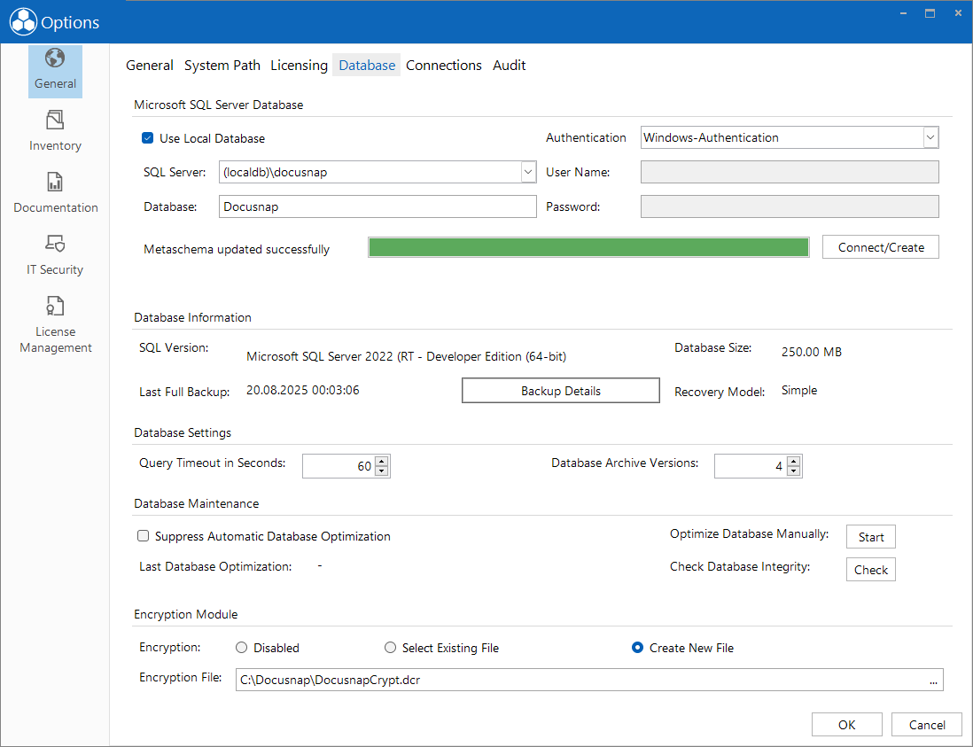 Docusnap-Tools-Options-Database-LocalDB