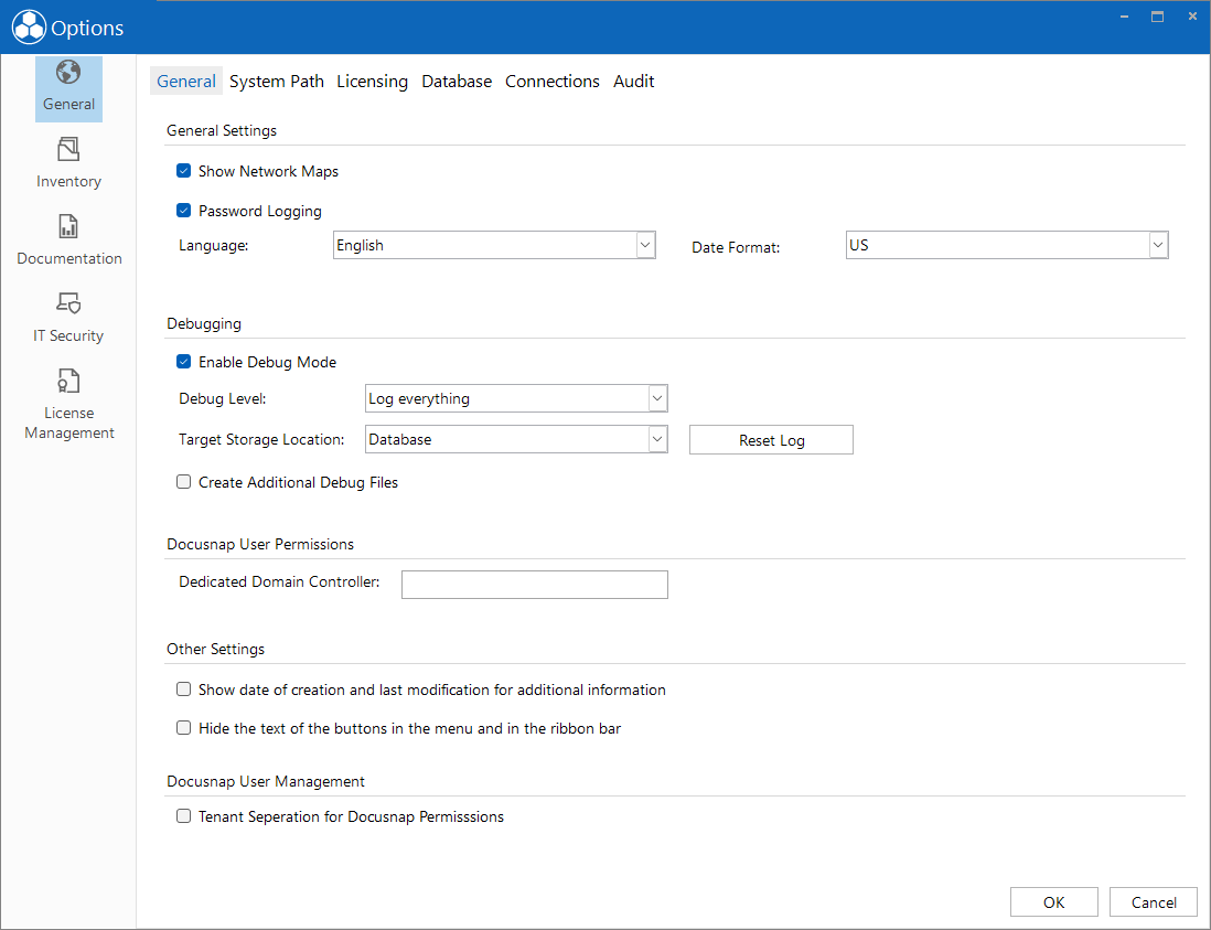 Docusnap-Tools-Options-Generel