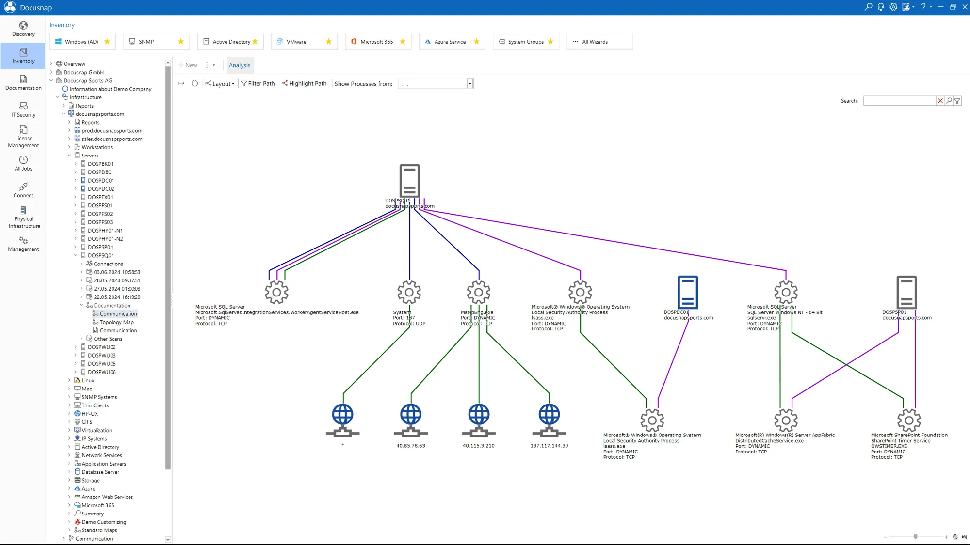 IT landscape in Docusnap