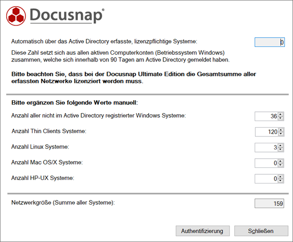 Docusnap Lizenzrechner