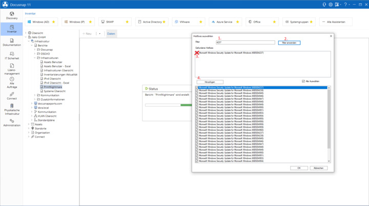 Windows Printnightmare Report in Docusnap
