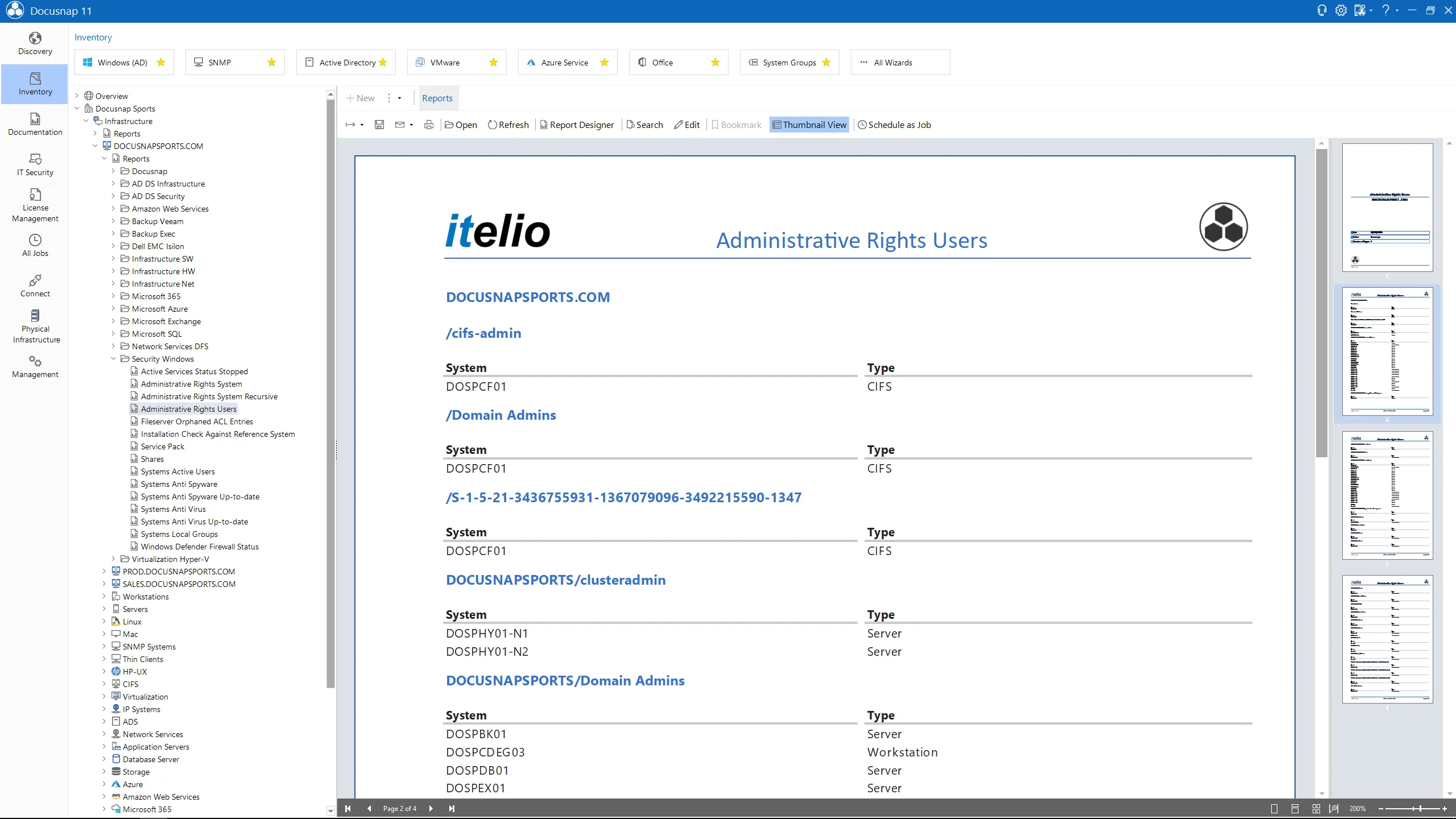 Docusnap Screenshot: Report local administrators