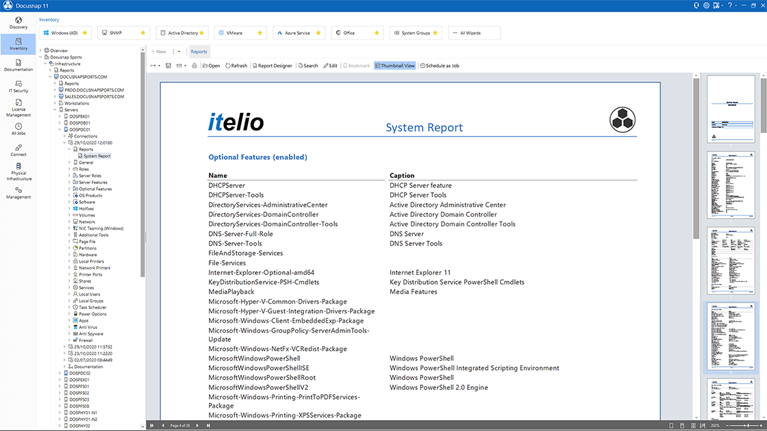 Windows server system report
