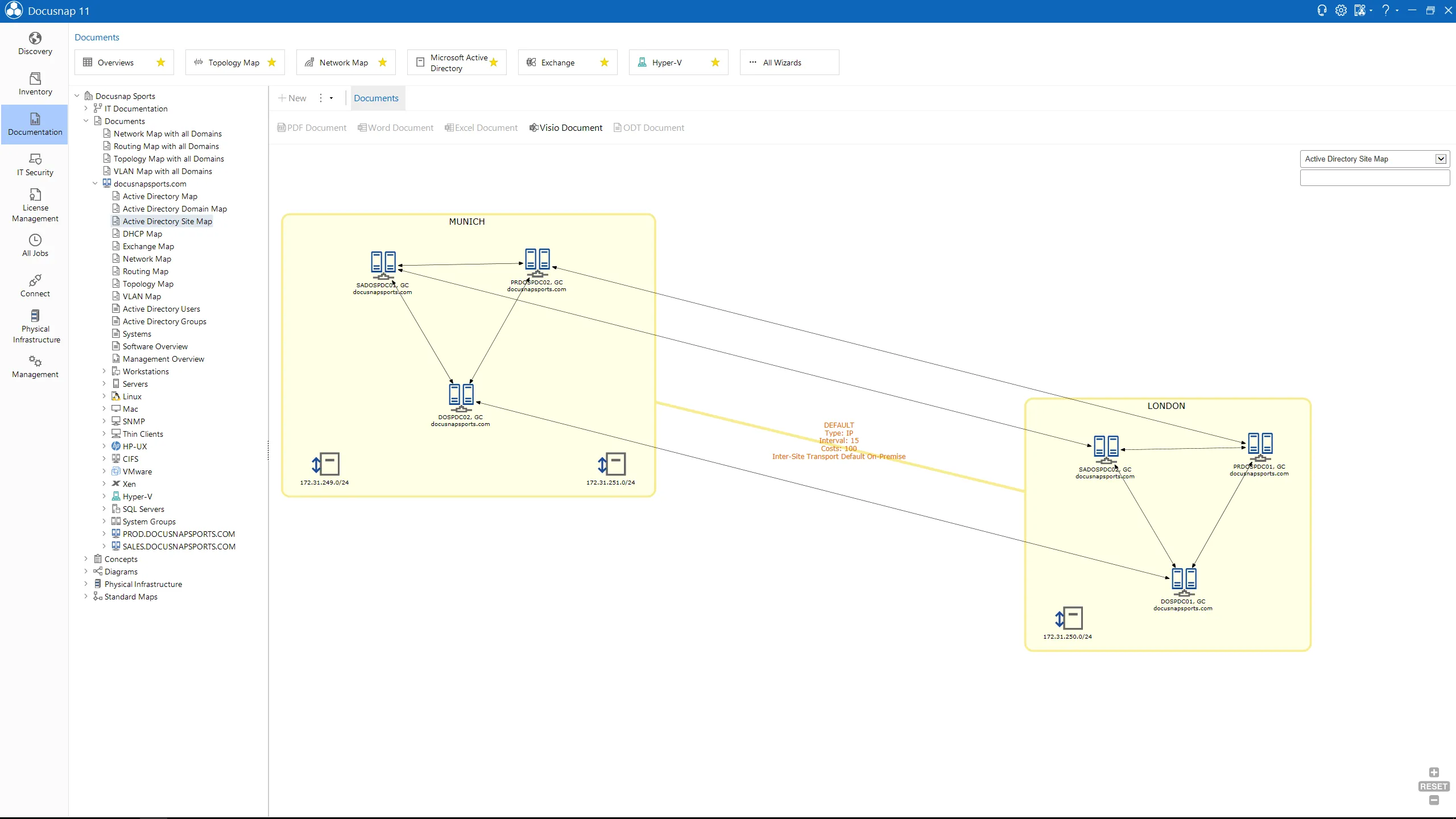 Docusnap Screenshot: Active Directory location overview