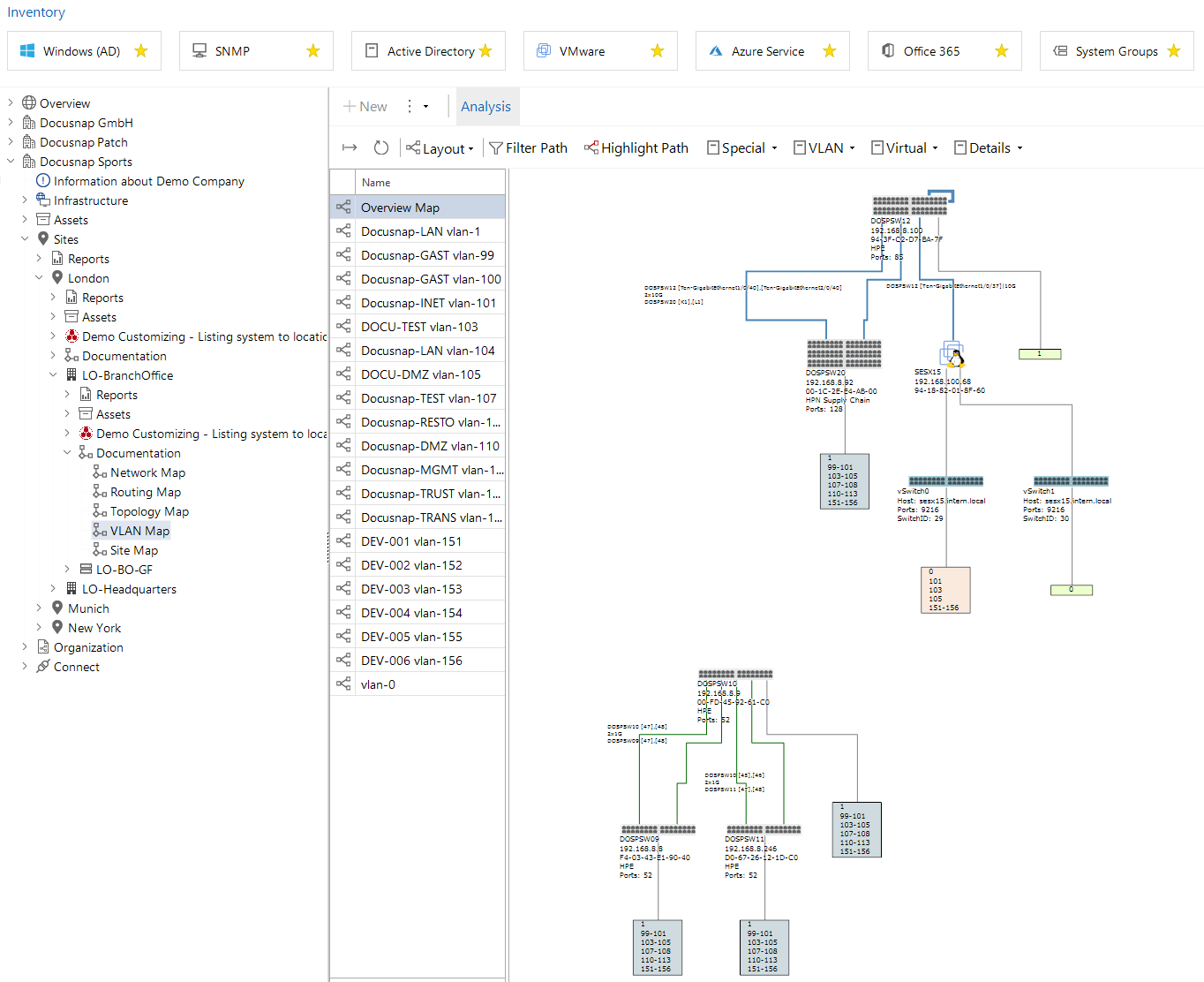 VLAN map in Docusnap