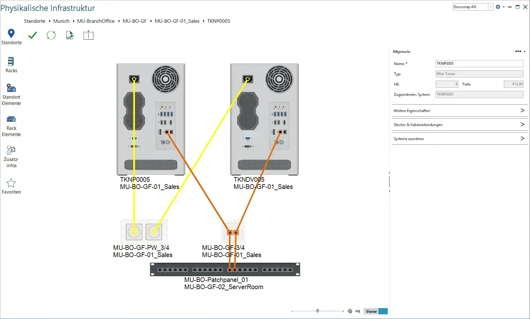Screenshot: Physikalische Infrastruktur dokumentieren mit Docusnap