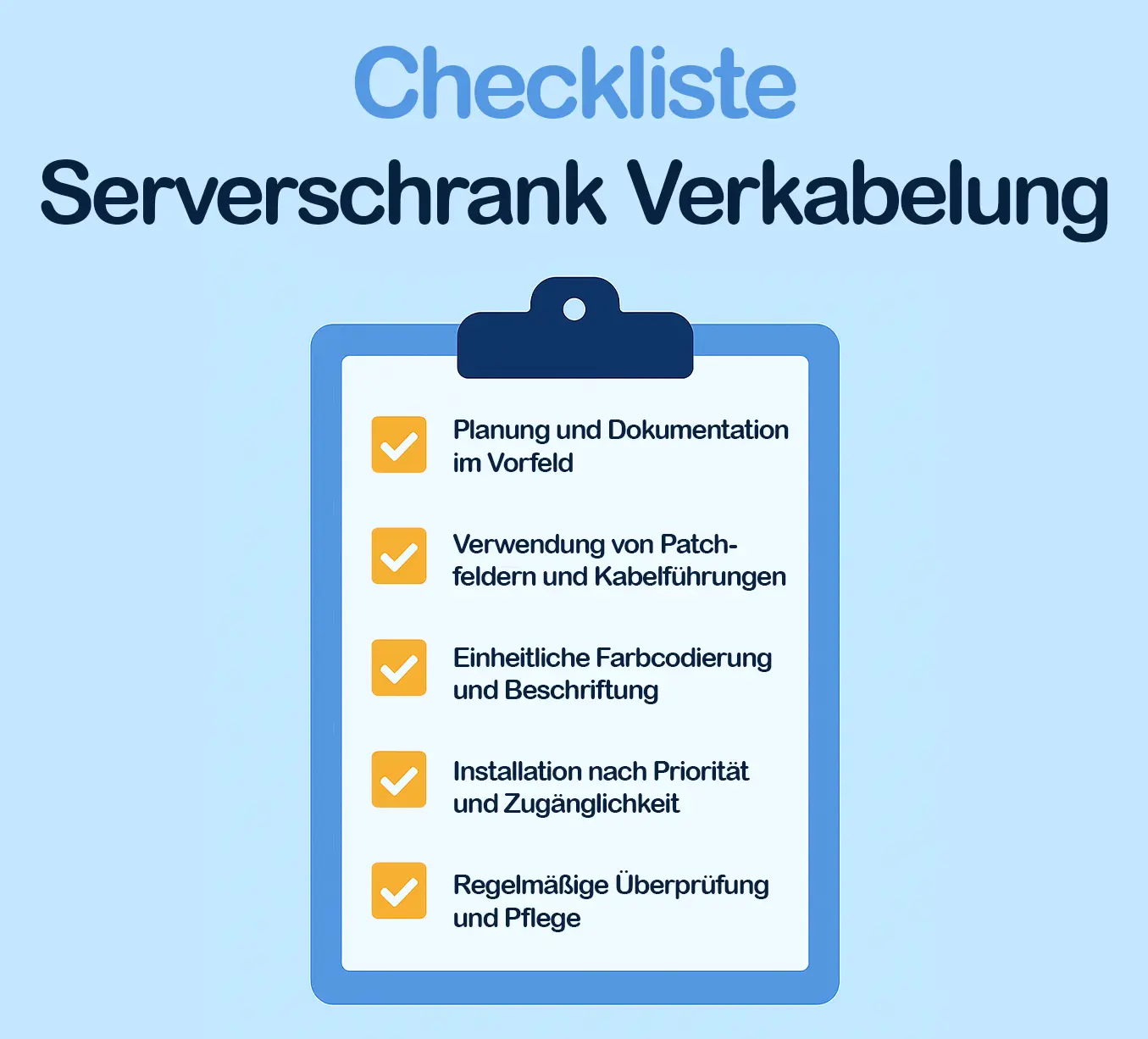 Checkliste Serverschrank Verkabelung
