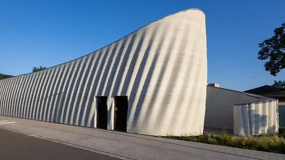 Das innovative Colocation-Rechenzentrum WAVEHOUSE von Heidelberg iT in 3D-Druck-Bauweise.